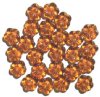 25 15mm Transparent Dark Topaz Flower Beads